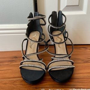 Beautiful diamond rhinestone black heels